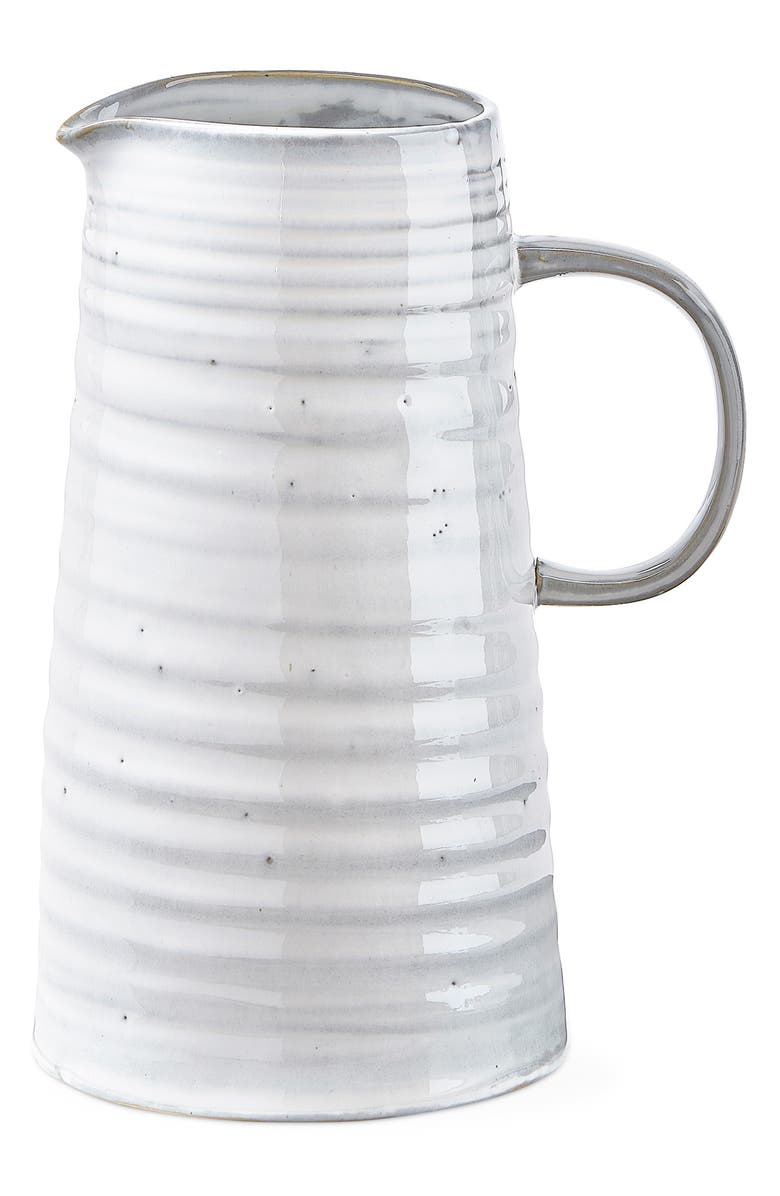 tag Farmhouse Tall Stoneware Pitcher, Main, color, White
