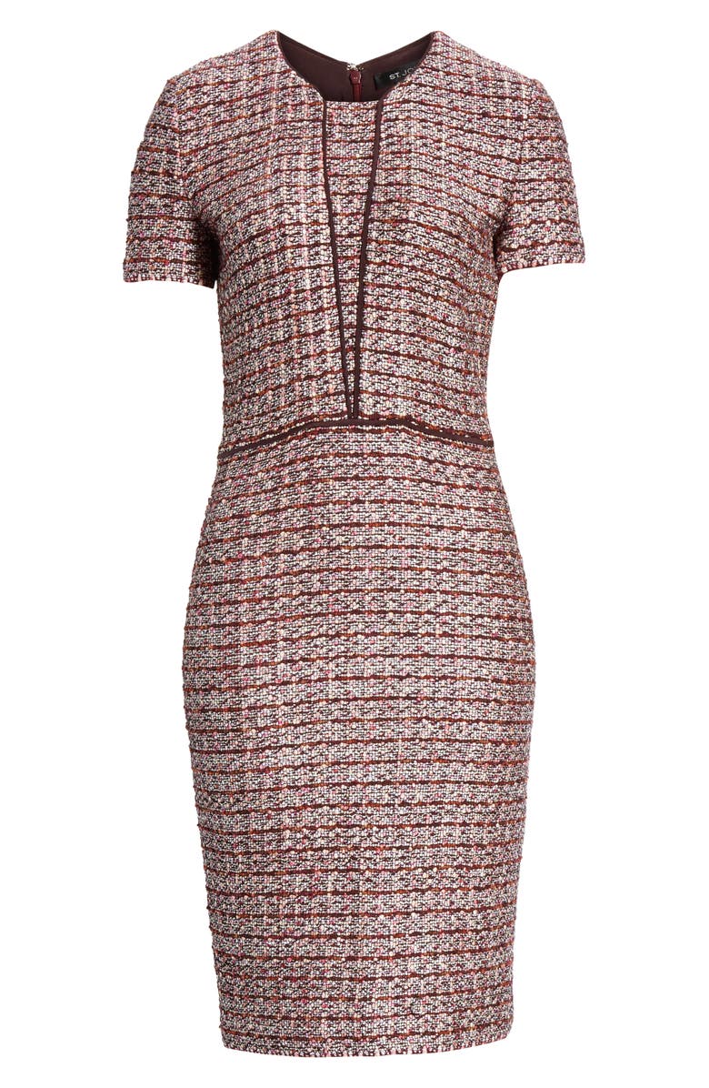 St. John Collection Multitexture Inlay Knit Sheath Dress, Alternate, color, 