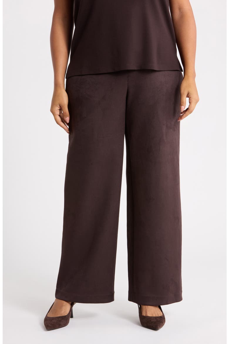High Waist Faux Suede Wide Leg Pants, Main, color, DEEP MAHOGANY