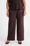 Anne Klein High Waist Faux Suede Wide Leg Pants