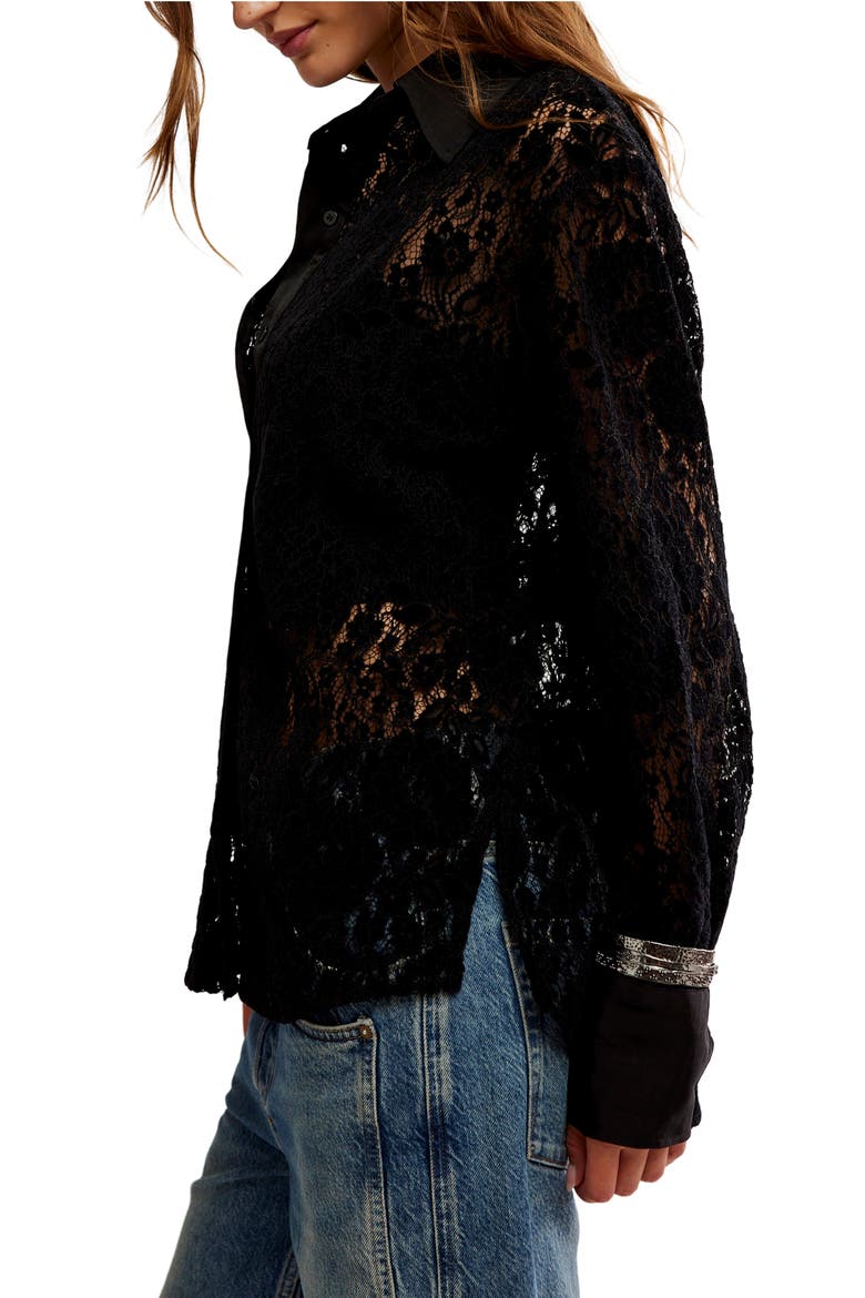 Faith Lace Button-Up Shirt, Alternate, color, BLACK