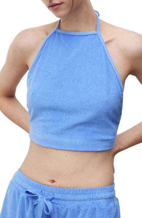 Cotton Terry Crop Halter Top