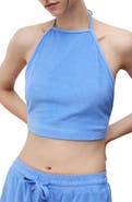 MANGO Cotton Terry Crop Halter Top