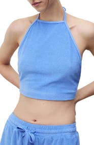 MANGO Cotton Terry Crop Halter Top