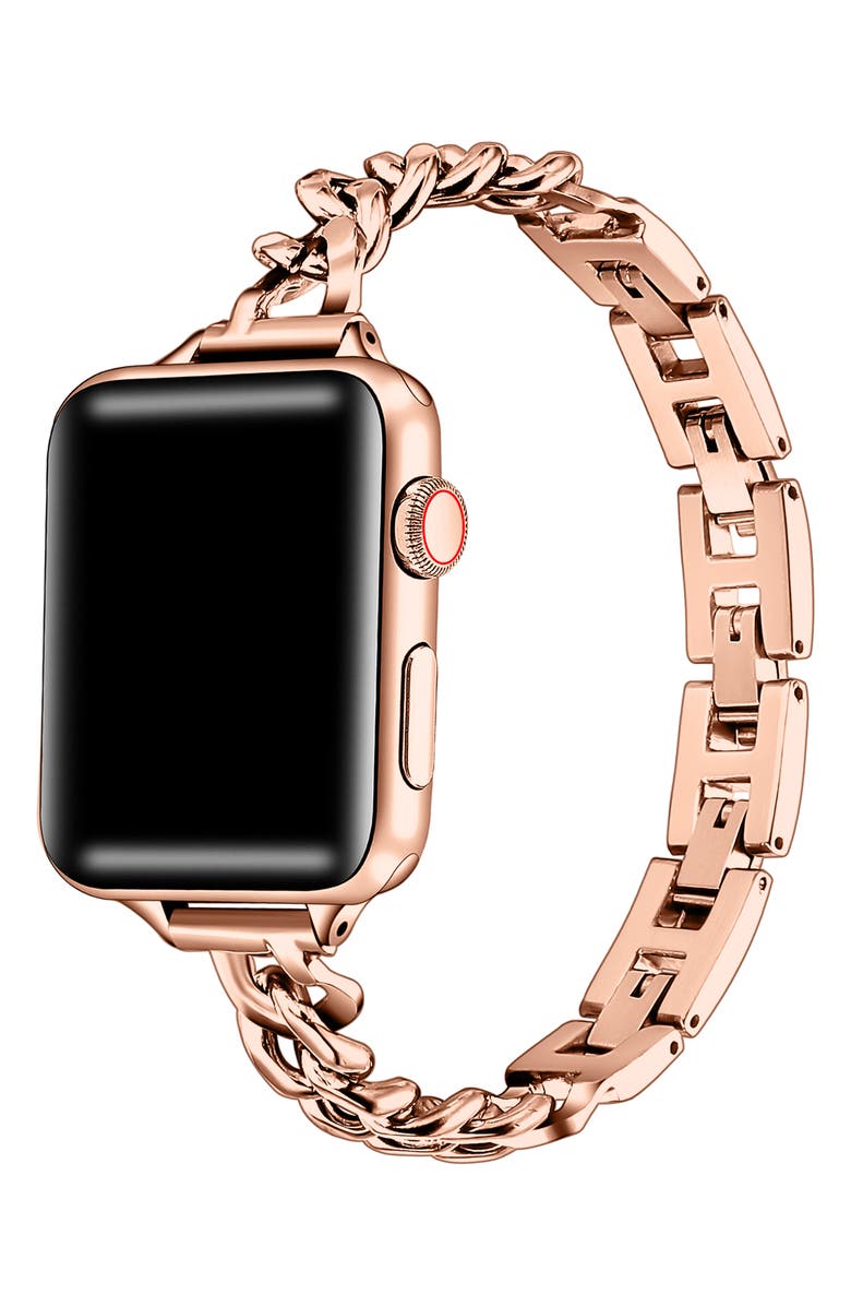 The Posh Tech Nikki Stainless Steel Apple Watch<sup>®</sup> Watchband, Alternate, color, Rose Gold
