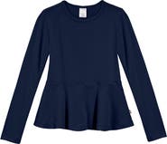 CITY THREADS Girls Soft Cotton Long Sleeve Peplum Tee