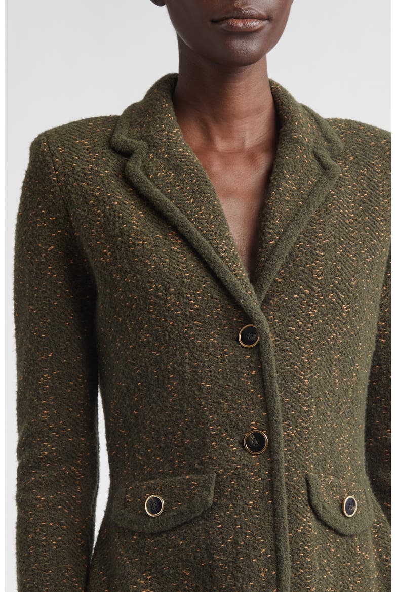 Cotton & Wool Blend Tweed Sweater Jacket, Alternate, color, OLIVE TWEED MULTI