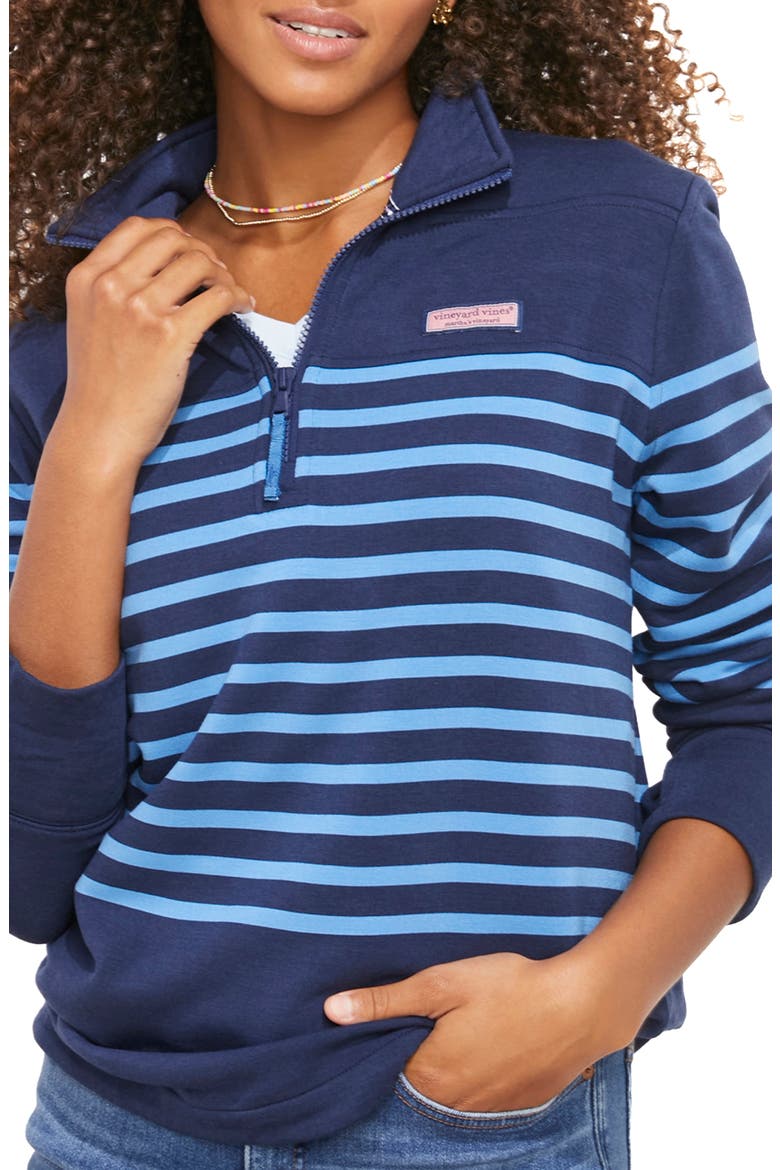 Shep Stripe Dreamcloth Quarter Zip Pullover, Main, color, COLOMBIER - DEEP BY