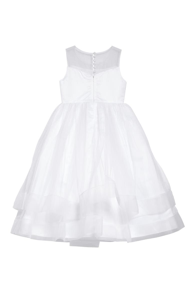 Iris & Ivy Beaded Illusion Tulle First Communion Dress, Alternate, color, WHITE