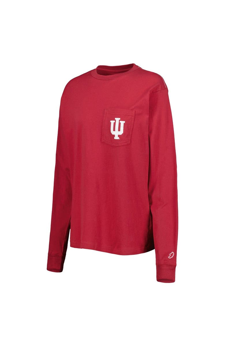 LEAGUE COLLEGIATE WEAR Women's League Collegiate Wear Crimson Indiana Hoosiers Oversized Pocket Long Sleeve T-Shirt, Alternate, color, 