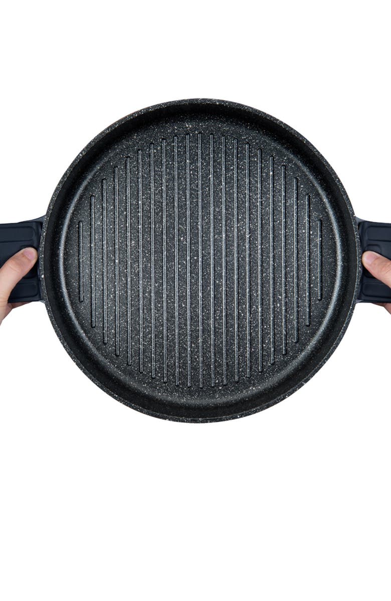 MASTERPAN Black Stovetop Oven Grill 12" Pan with Heat-in Steam-Out Lid, Alternate, color,