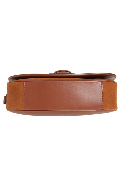 Alexander Mcqueen Satchel Brown Crossbody Bag With T-buckle And Embossed Logo In Suede Woman In Dark Brown/silver