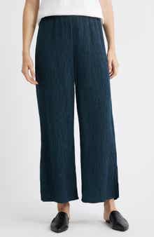 Eileen Fisher Slit Hem Plissé Ankle Pants