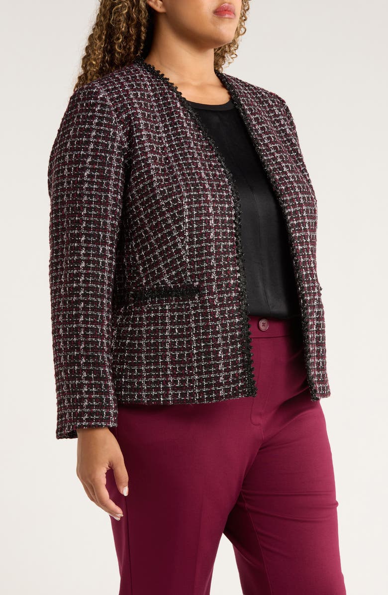 KASPER Collarless Tweed Jacket, Alternate, color, Shiraz Multi