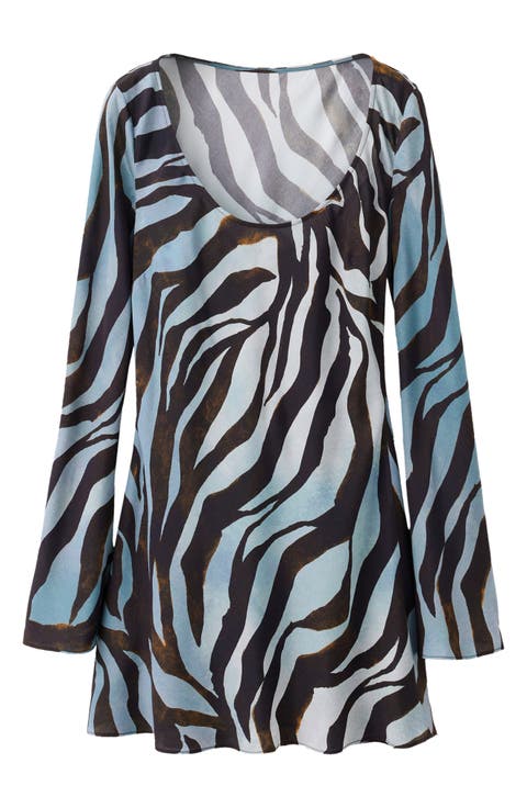 Pattern Long Sleeve Minidress