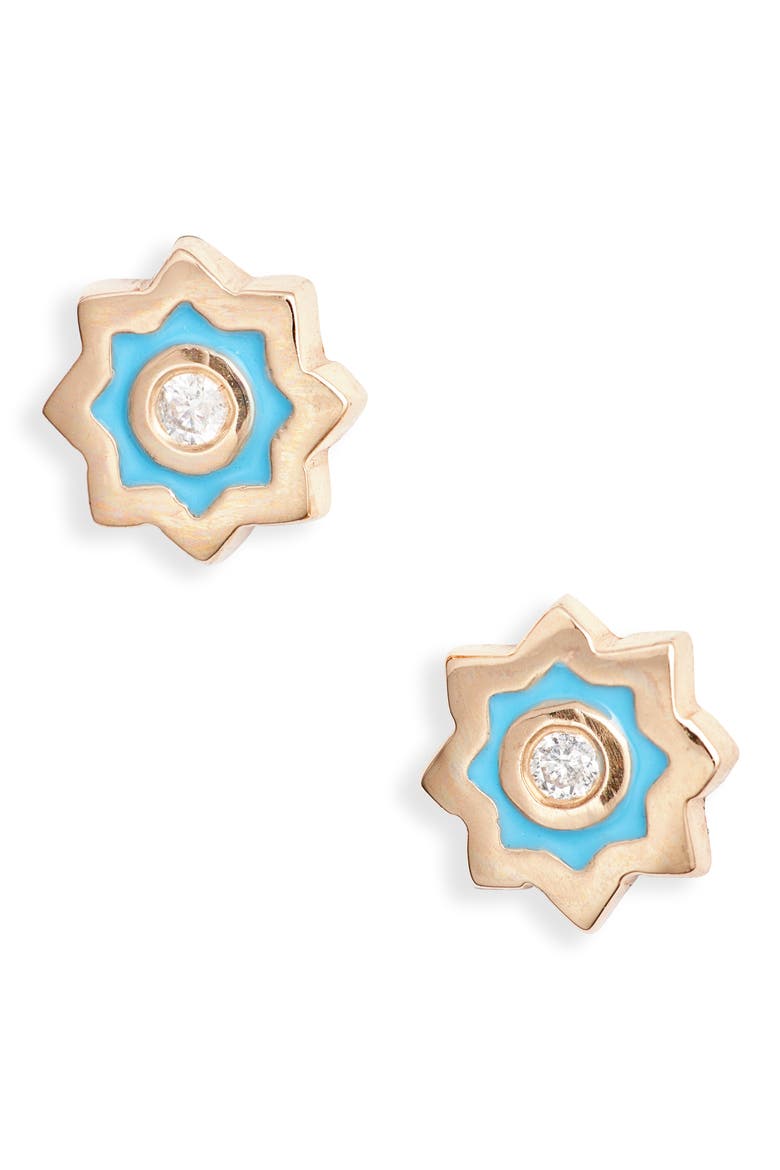 Icon Diamond Stud Earrings, Main, color, BLUE