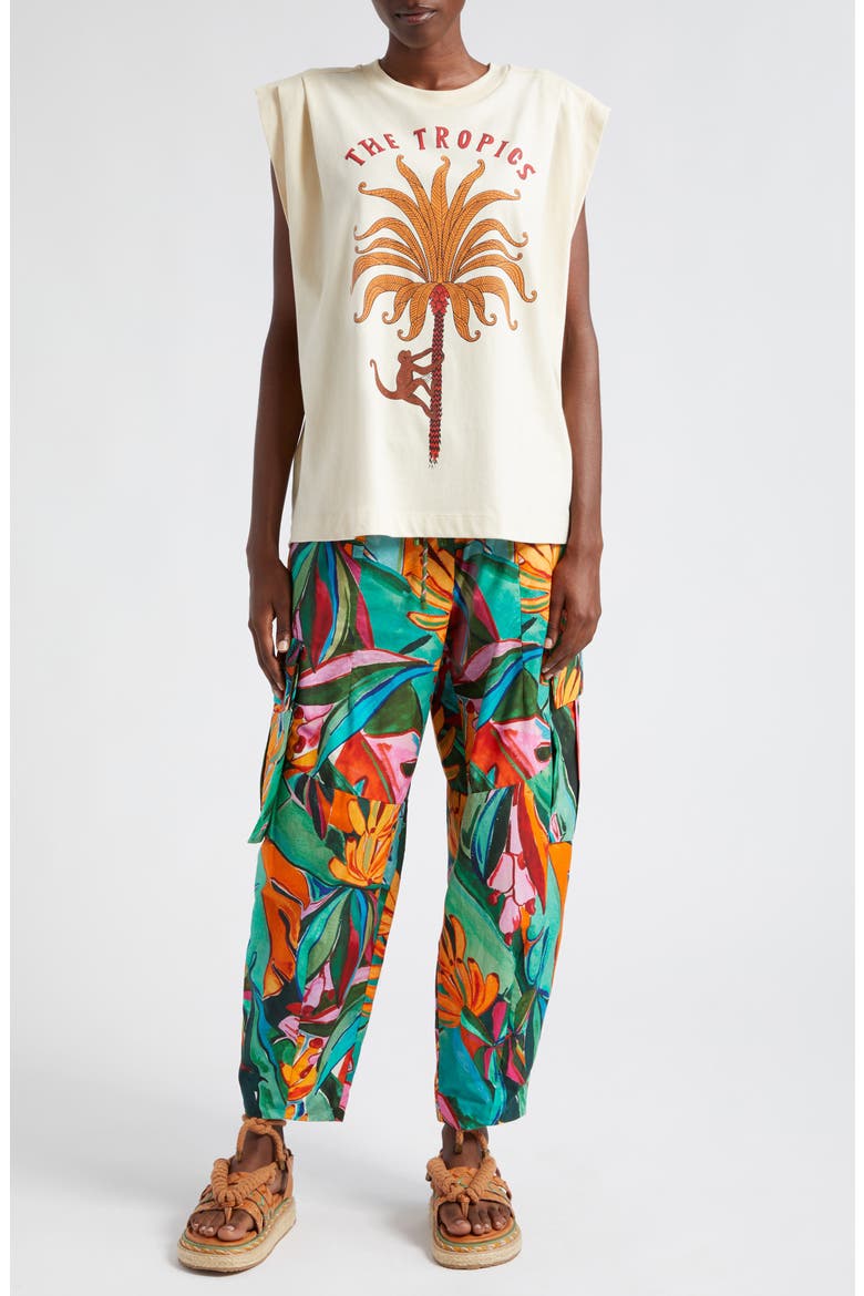 The Tropics Cotton Graphic Muscle T-Shirt, Alternate, color, SAND