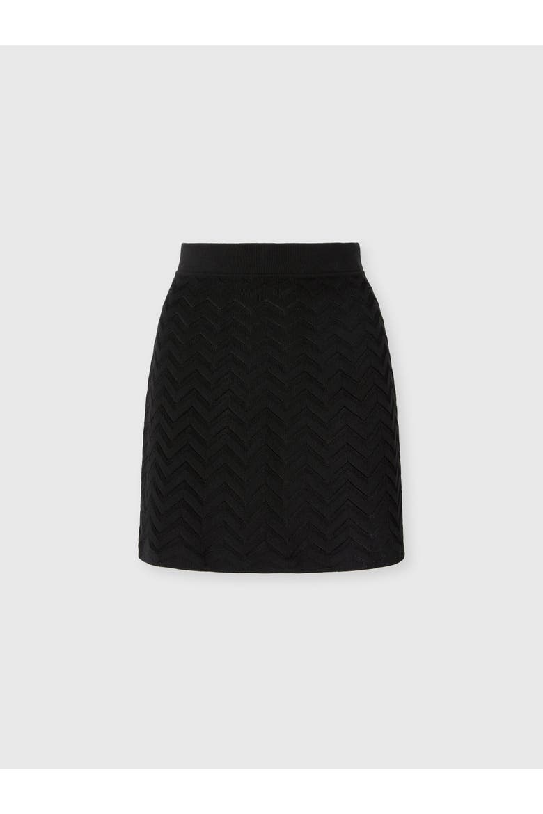 Stretch Mini Skirt In Cotton And Viscose Chevron, Main, color, Black