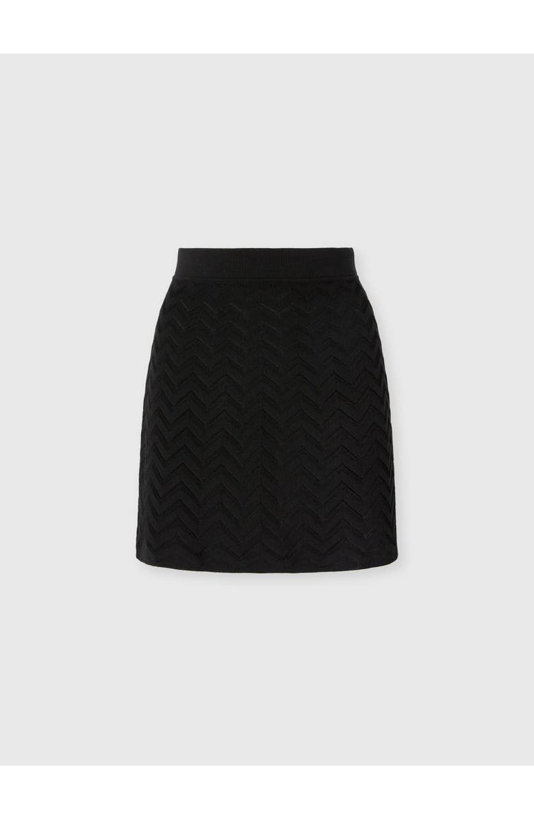 Missoni Stretch Mini Skirt In Cotton And Viscose Chevron, Alternate, color, Black