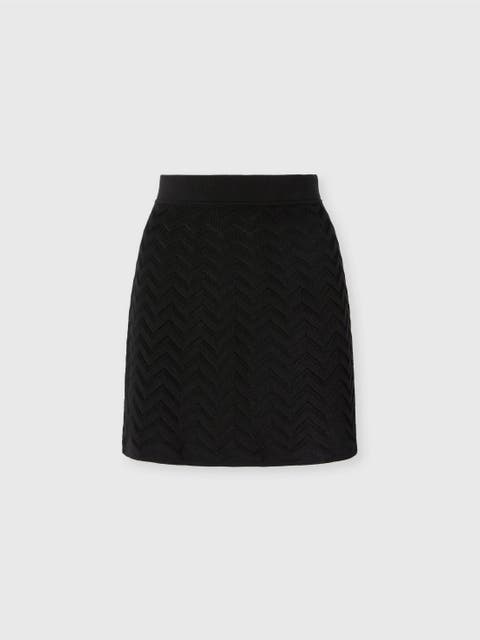 Stretch Mini Skirt In Cotton And Viscose Chevron