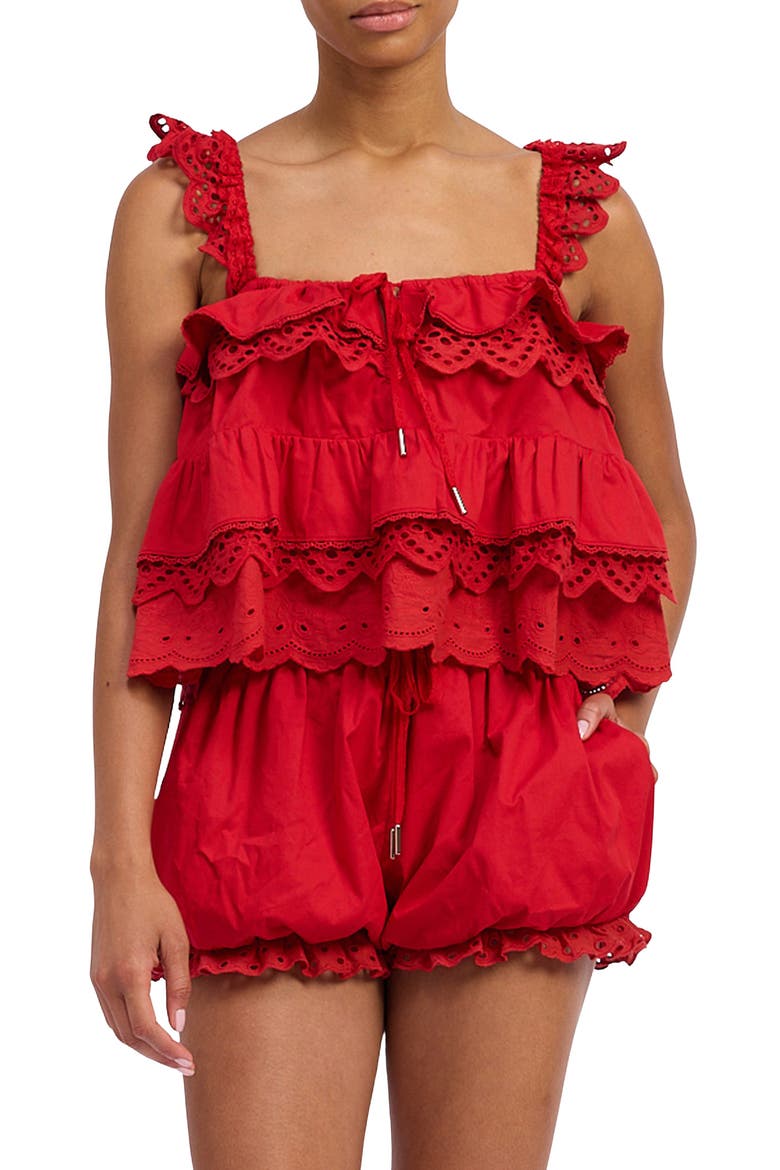 Monterey Ruffle Top, Main, color, RED