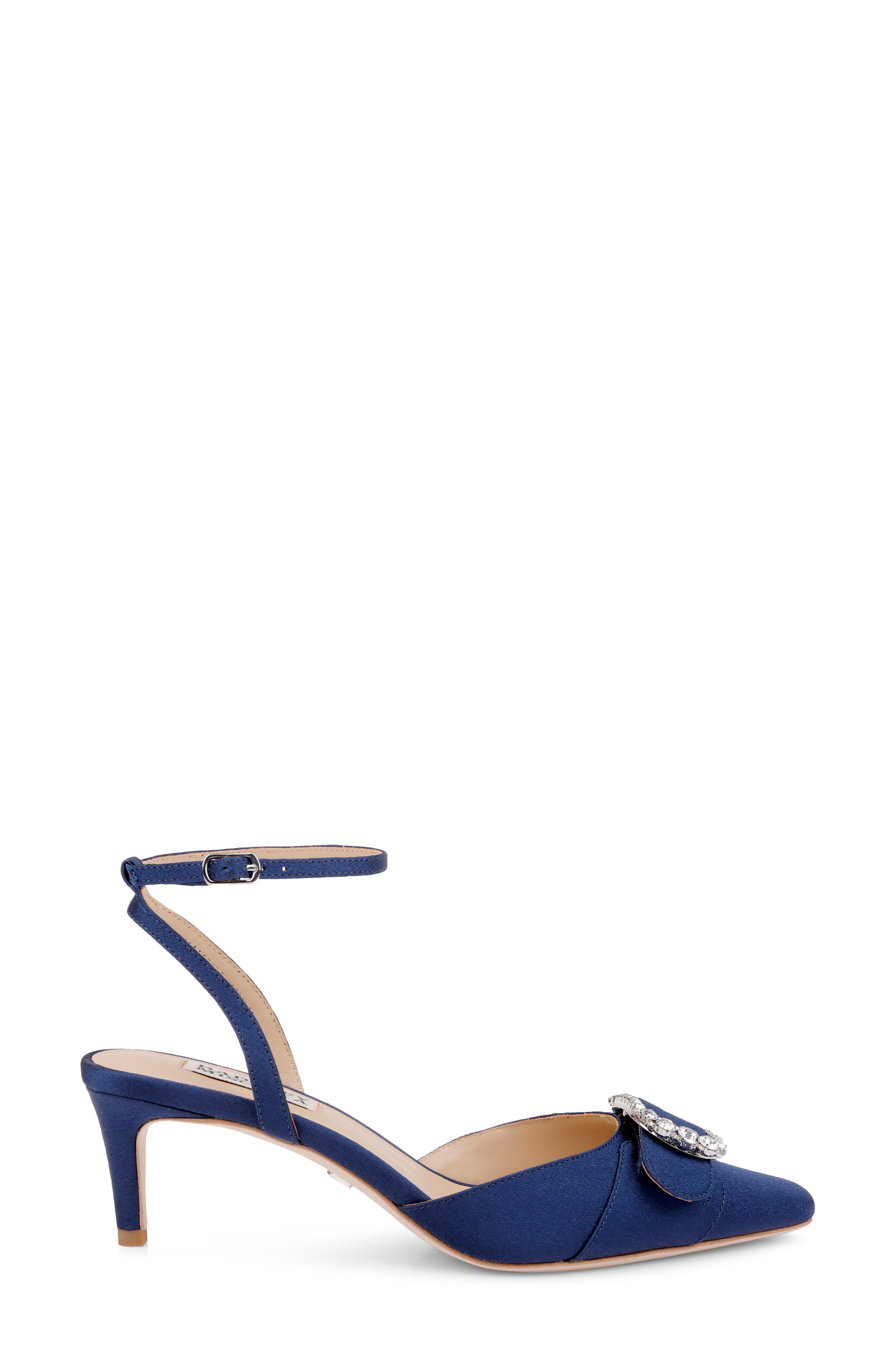 Odesza Kitten Heel Ankle Strap Pump, Alternate, color, NAVY CREPE