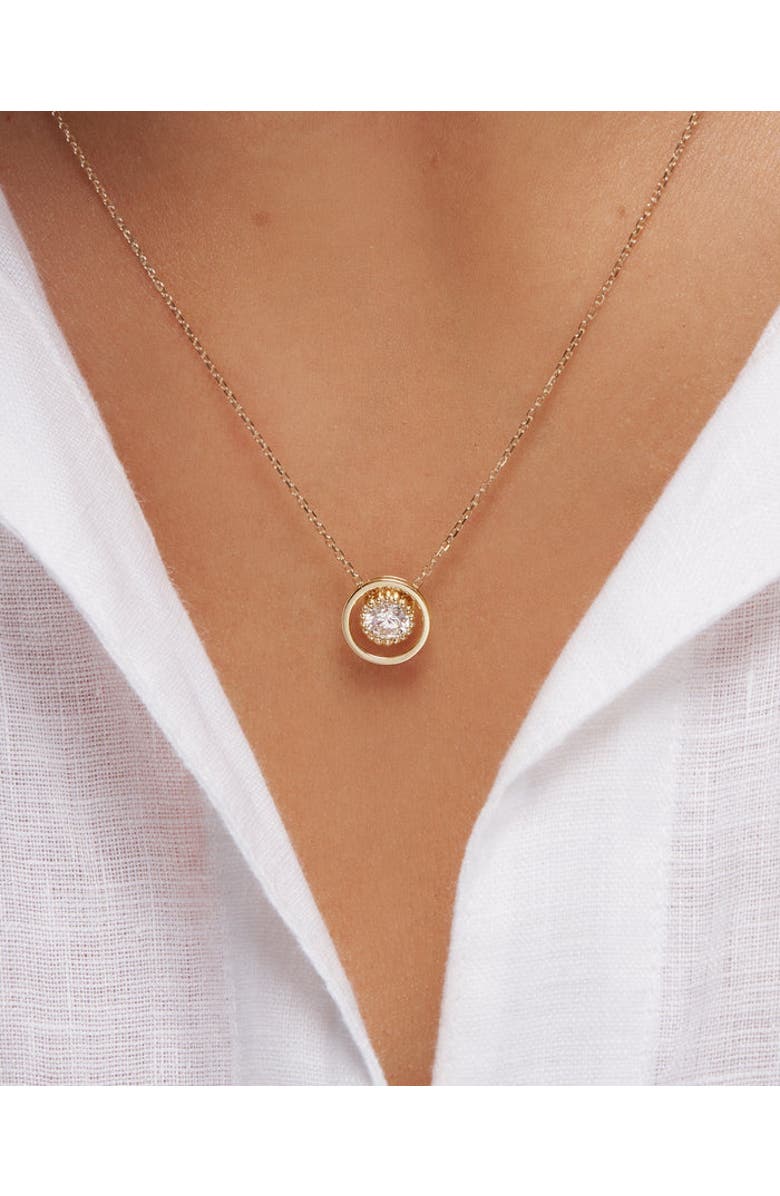 ZARUX Eternal Halo Diamond Pendant Necklace, Alternate, color, Yellow Gold