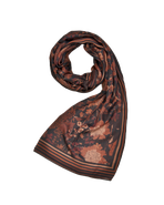 Fable England Deco Blooms Brown Stripe Border Midweight Scarf