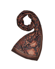 Fable England Deco Blooms Brown Stripe Border Midweight Scarf