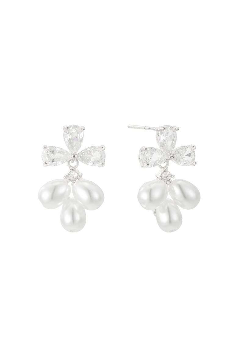 Windsor Pearl Drop Earrings, Main, color, Silver