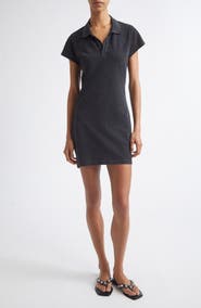Alexander Wang Crystal Embellished Shrunken Piqué Polo Minidress