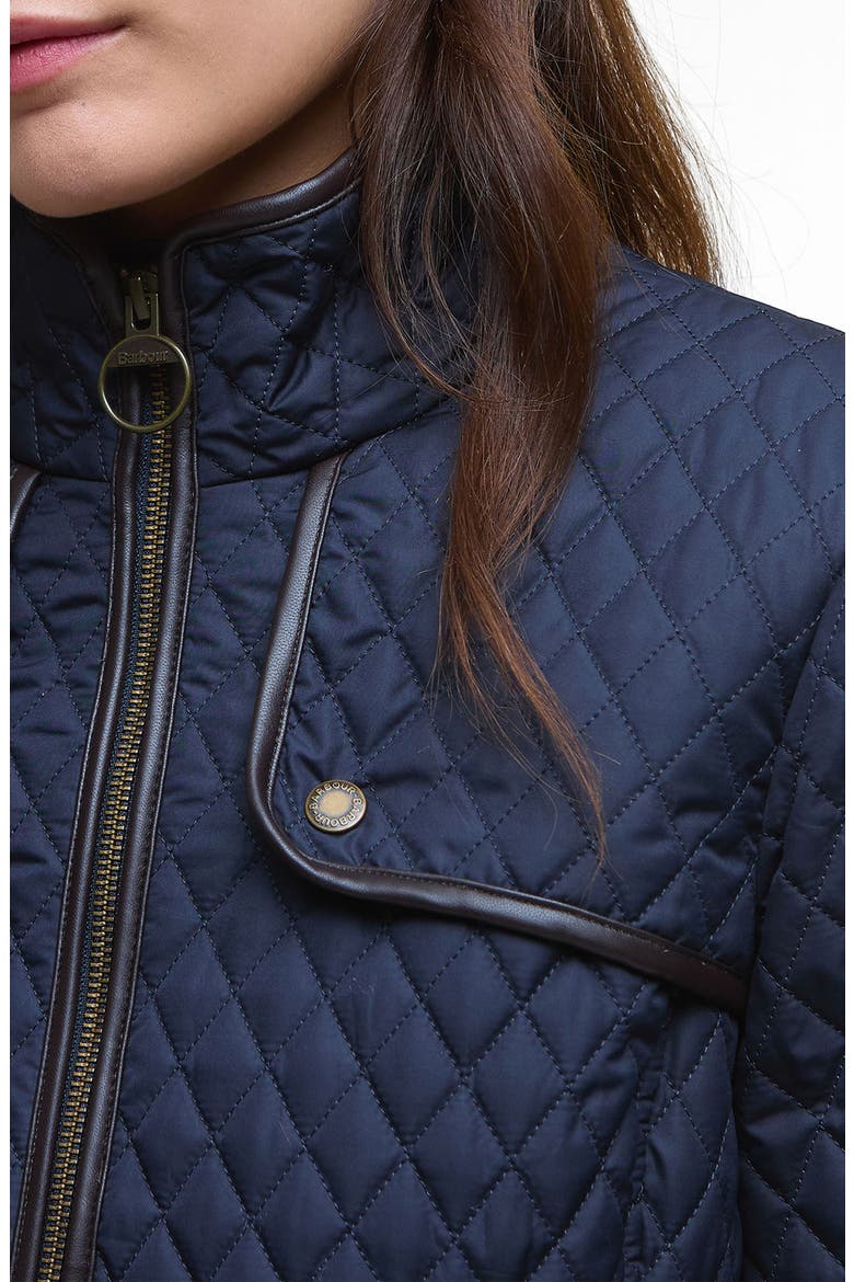 Dahlia Quilted Faux Leather Trim Jacket, Alternate, color, DARK NAVY