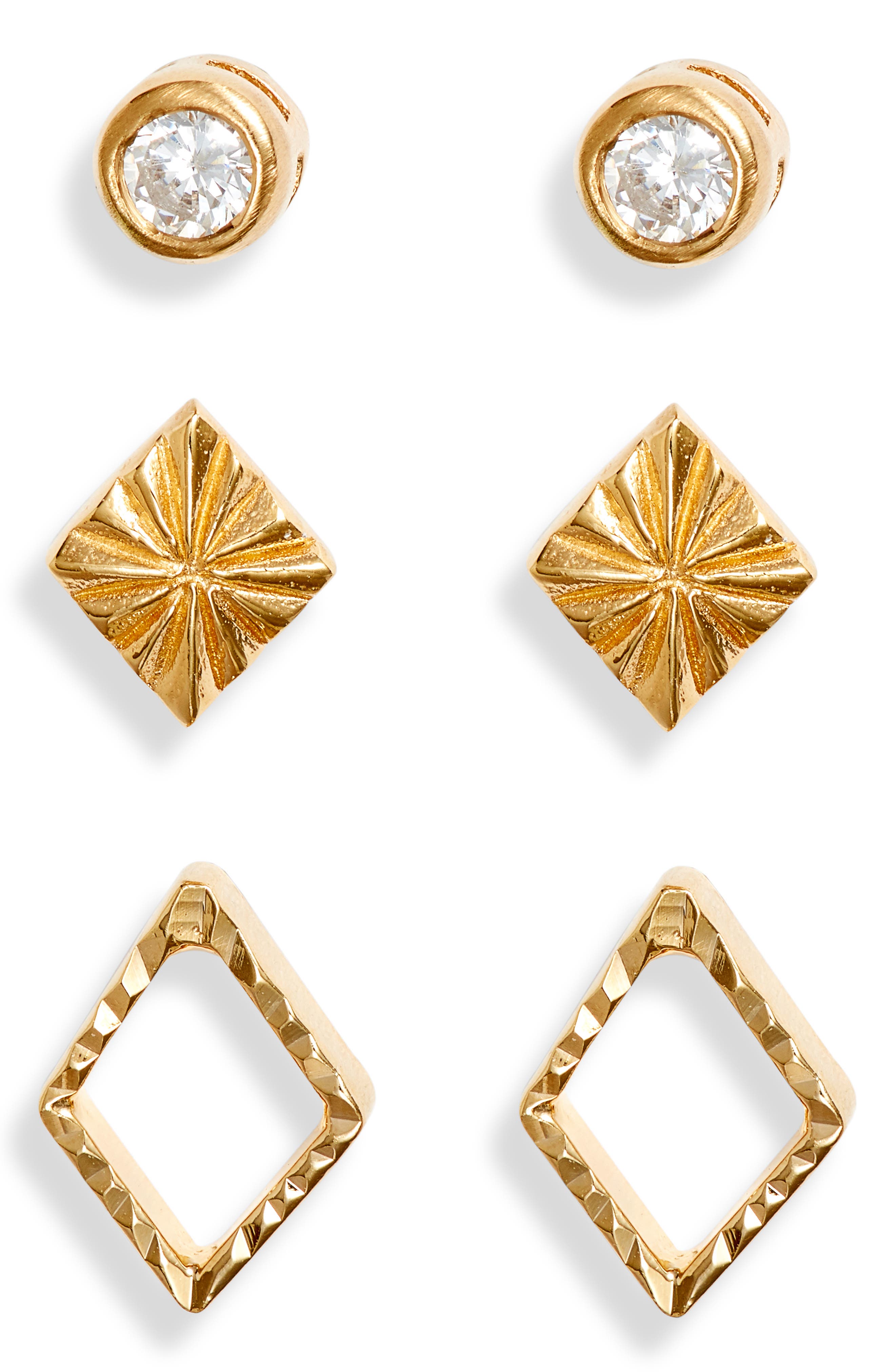 Sterling Forever 3-Pack Stud Earrings