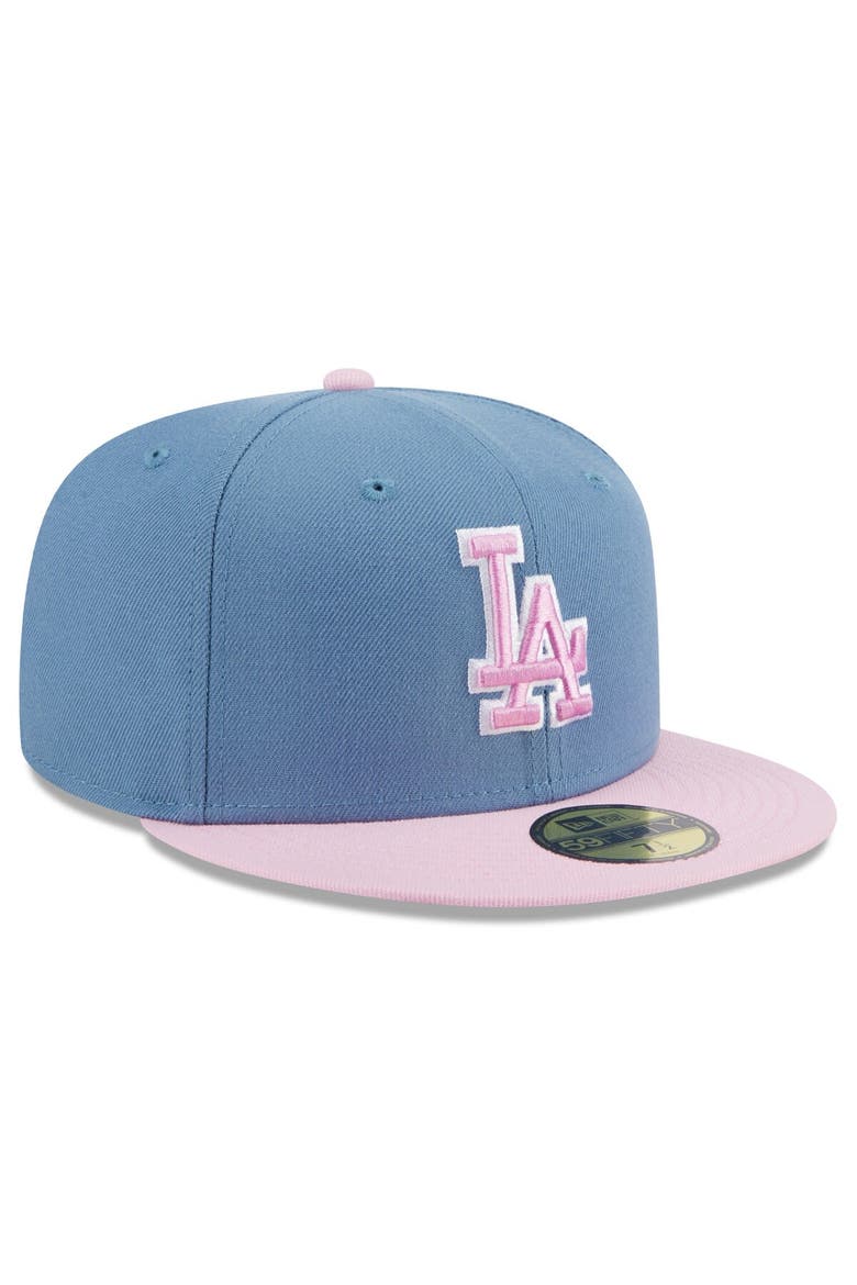 Men's New Era Blue/Pink Los Angeles Dodgers Spring Color Basic Two-Tone 59FIFTY Fitted Hat, Alternate, color, Blue