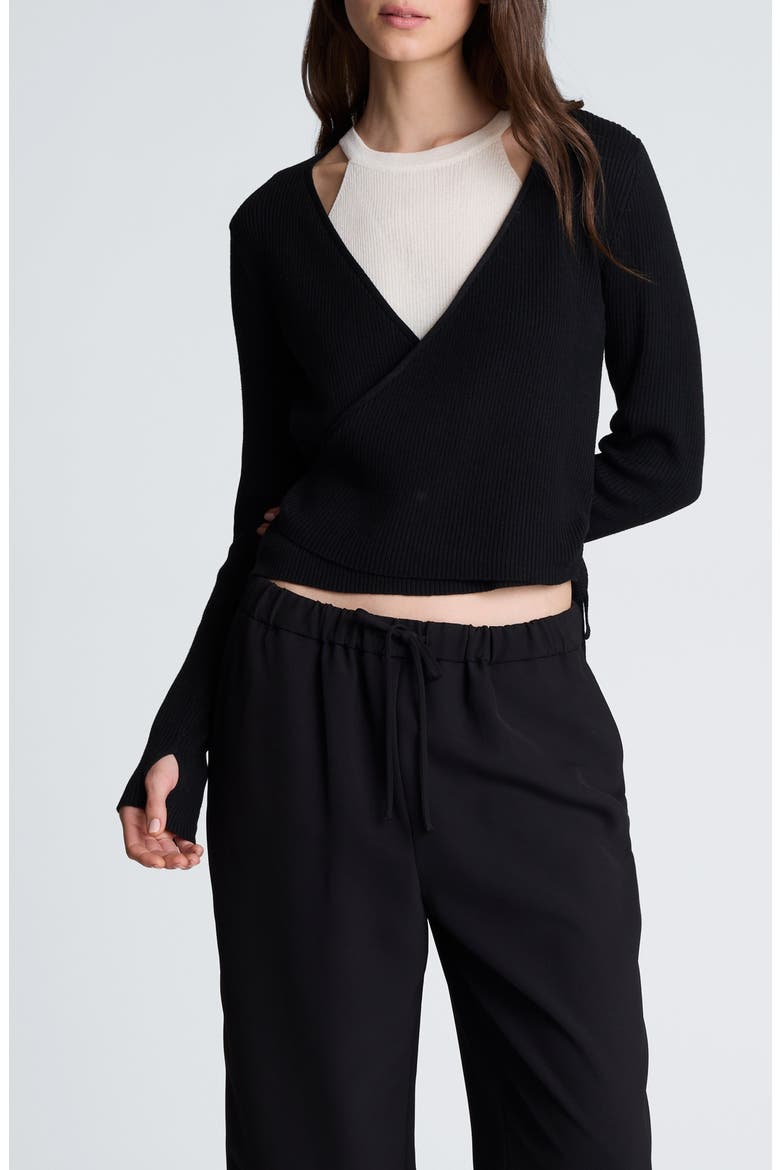Rib Halter Sweater Set, Main, color, BLACK/ OYSTER