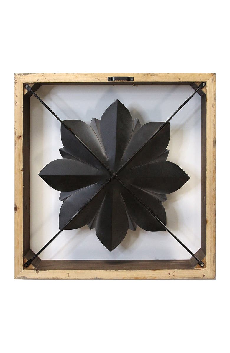 PARKLAND COLLECTION Dark Walnut/White Framed Metal Flower, Alternate, color, White