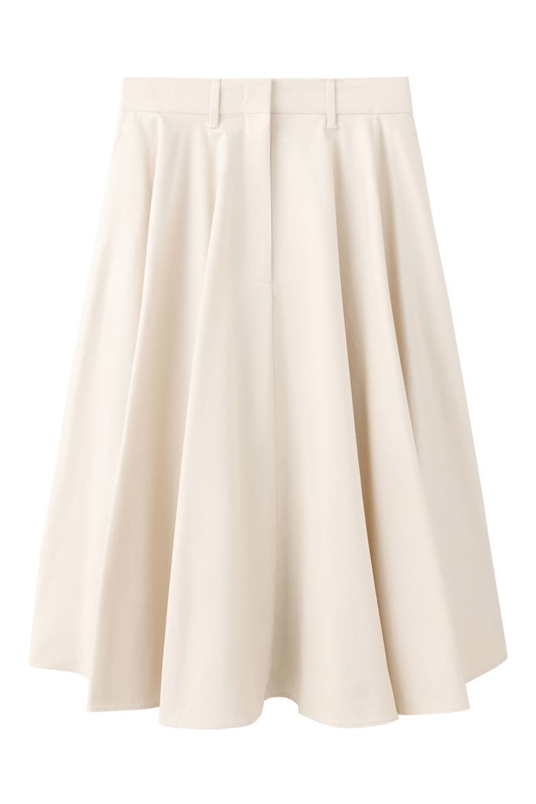 Flared Stretch Cotton Midi Skirt, Main, color, ECRU