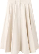 MANGO Flared Stretch Cotton Midi Skirt