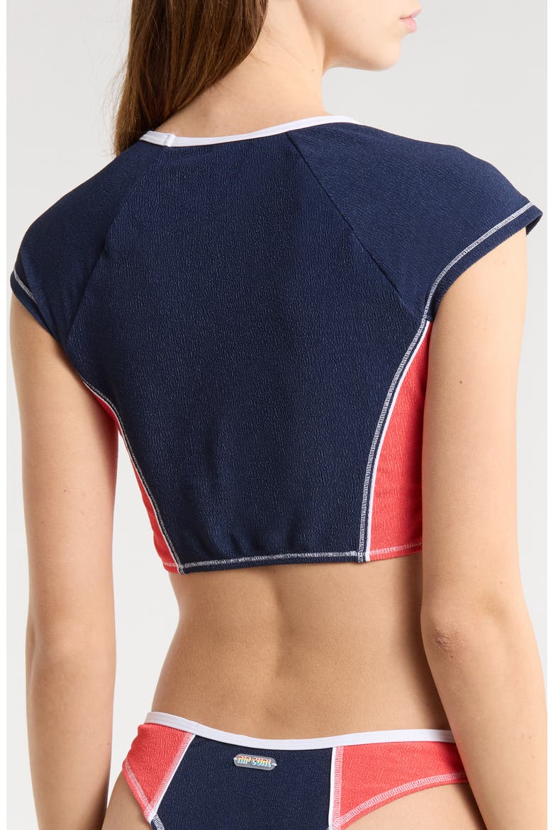 Surf Tide Short Sleeve Crop Rashguard, Alternate, color, DARK NAVY