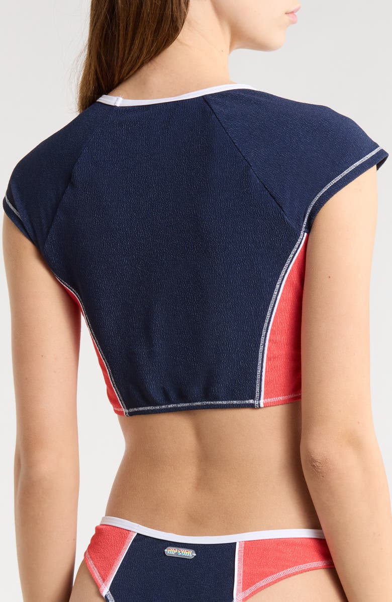 Rip Curl Surf Tide Short Sleeve Crop Rashguard, Alternate, color, Dark Navy