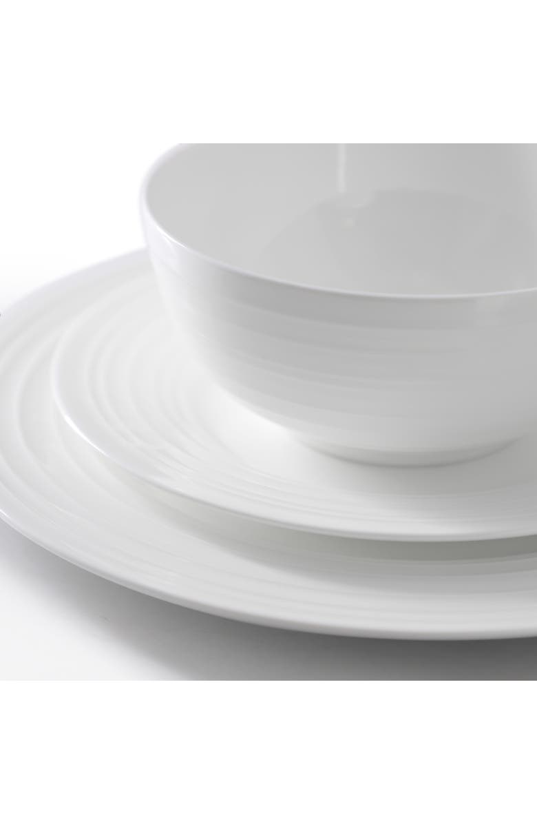 Gibson Elite Pascale 16 Piece Embossed Bone China Dinnerware Set, Alternate, color, White