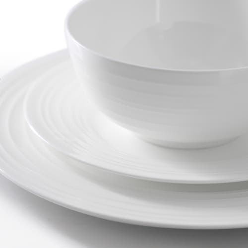 Gibson Elite Pascale 16 Piece Embossed Bone China Dinnerware Set In White