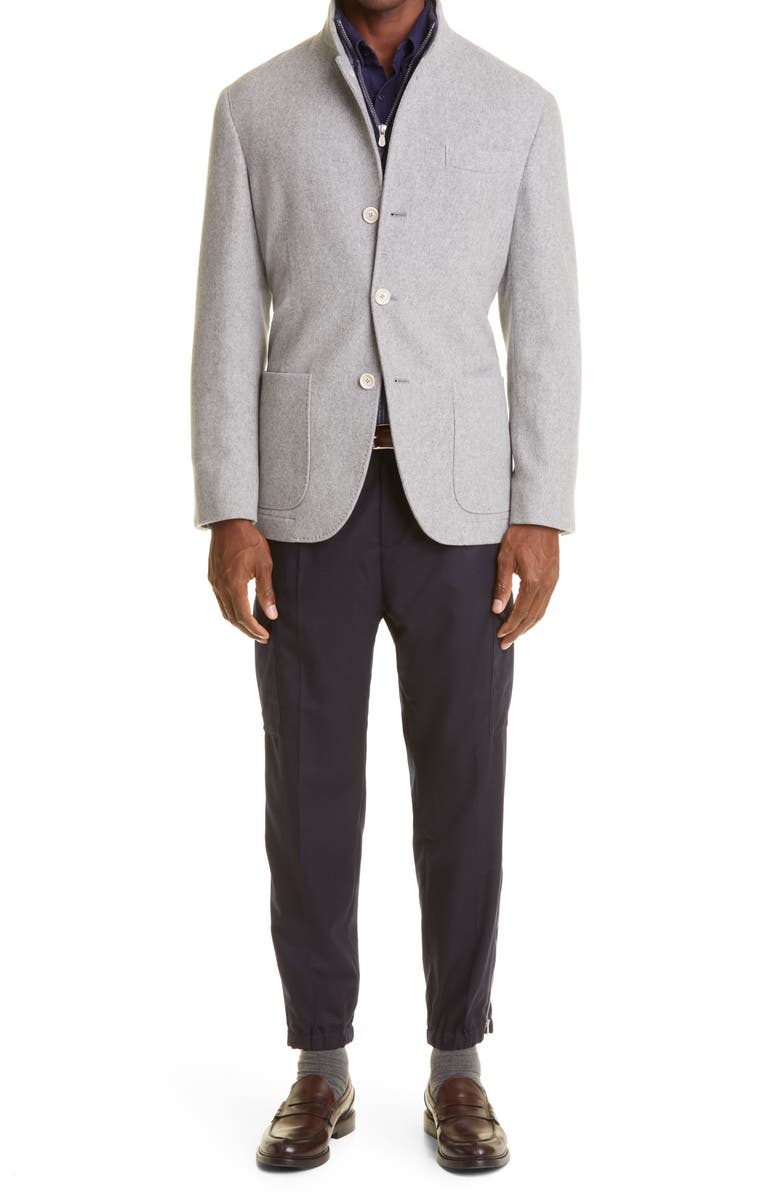 Brunello Cucinelli Patch Pocket Cashmere Jacket, Alternate, color, C2148-Pearl Grey