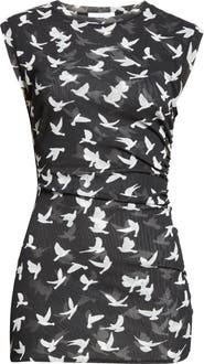 Stella McCartney Flying Bird Haze Gathered Mesh Top