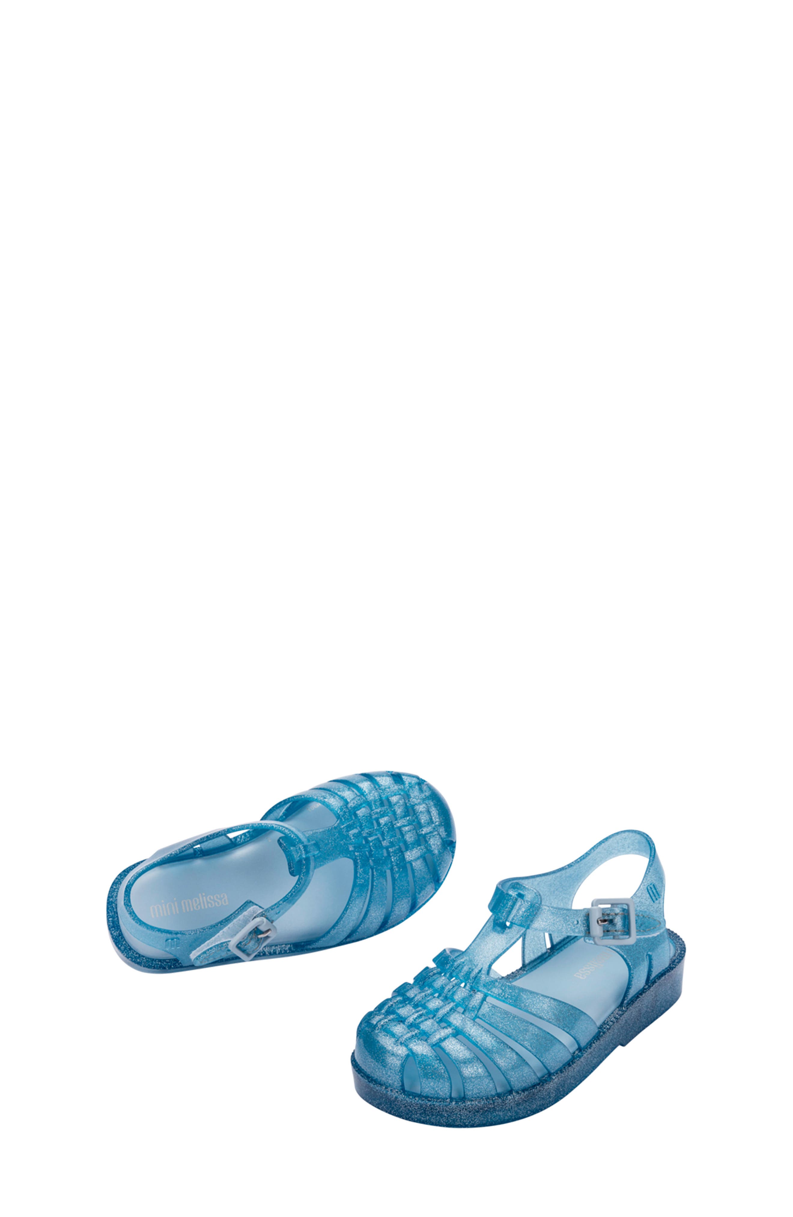 Mini Melissa Kids Mini Posses Sandal, Alternate, color, Blue Glitter