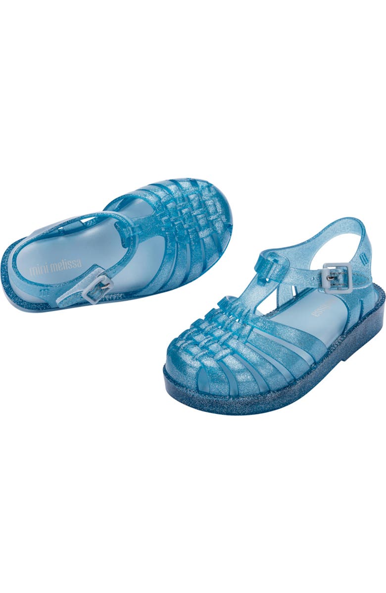 Mini Melissa Kids Mini Posses Sandal, Alternate, color, Blue Glitter