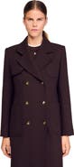 SANDRO Structured long double-breasted coat