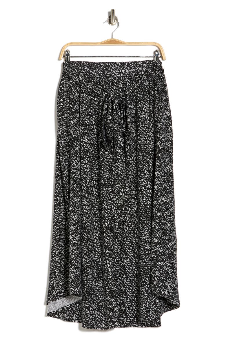 Dot Curved Hem Skirt, Alternate, color, BLACK