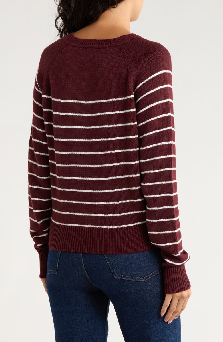 RD Style Stripe Cotton Blend Henley Sweater, Alternate, color, Deep Burgundy
