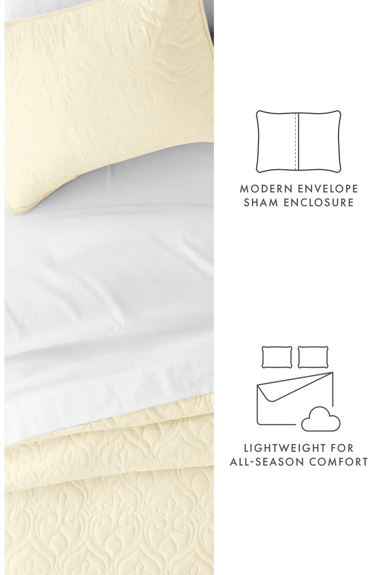 HOME SPUN Premium Ultra Soft Damask Pattern Quilted Coverlet Set, Alternate, color, YELLOW